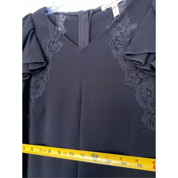 Rebecca Taylor Black Lace/Crepe Shift Dress Sz 6 - Picture 6 of 9